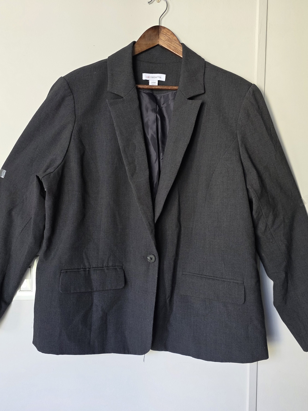 Liz Claiborne Dark Gray Single-Button Blazer